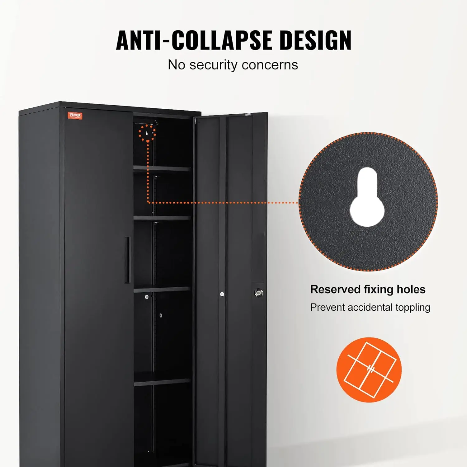 Metal Storage Cabinet Steel Locking Storage Cabinet with 2 Magnetic Doors and 4 Adjustable Shelves 71'' Metal 6