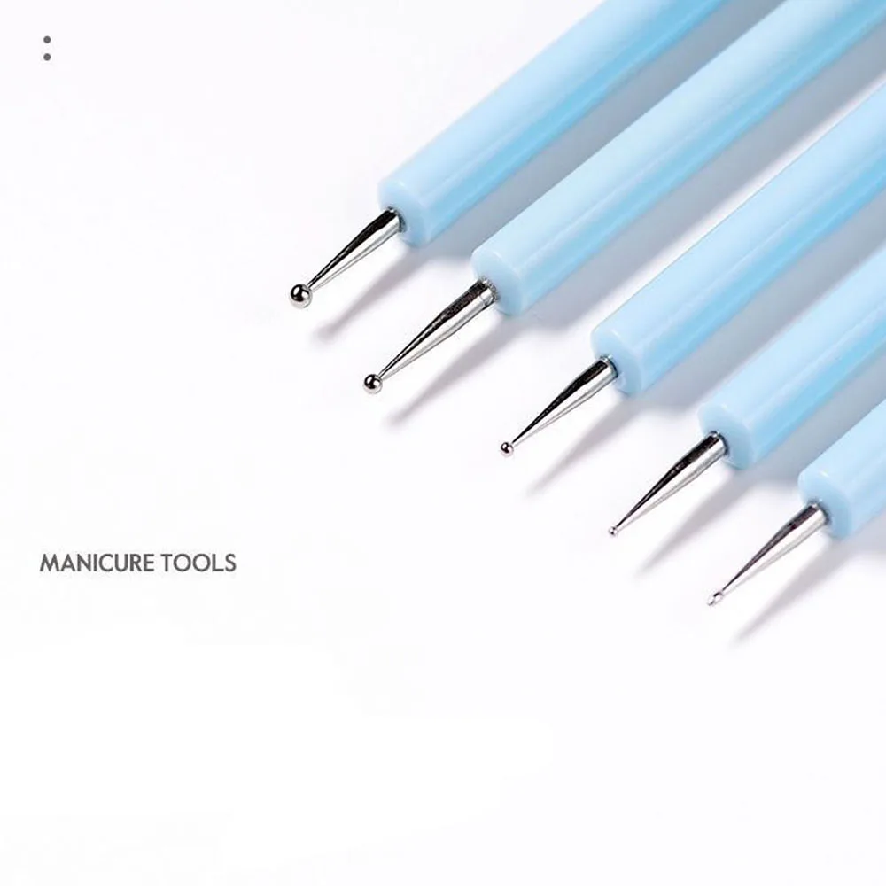 5pcs/Set Double-ended Silicone Head Carving Dotting Pen Brush Modeling Dotting Nail Art Pottery Clay Tool DIY Sculpting Tools 5
