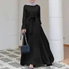Abaya-Robe Hijab à Manches sulfpour Femme, Tenue Maxi Décontractée, Style Musulman, Vintage, Couleur Unie, Dubaï, Turquie, Automne
