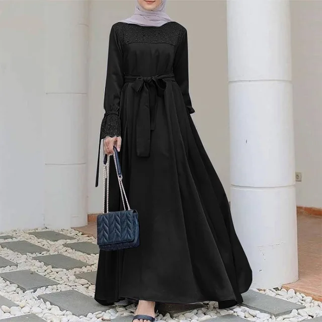 Abaya-Robe Hijab à Manches sulfpour Femme, Tenue Maxi Décontractée, Style Musulman, Vintage, Couleur Unie, Dubaï, Turquie, Automne