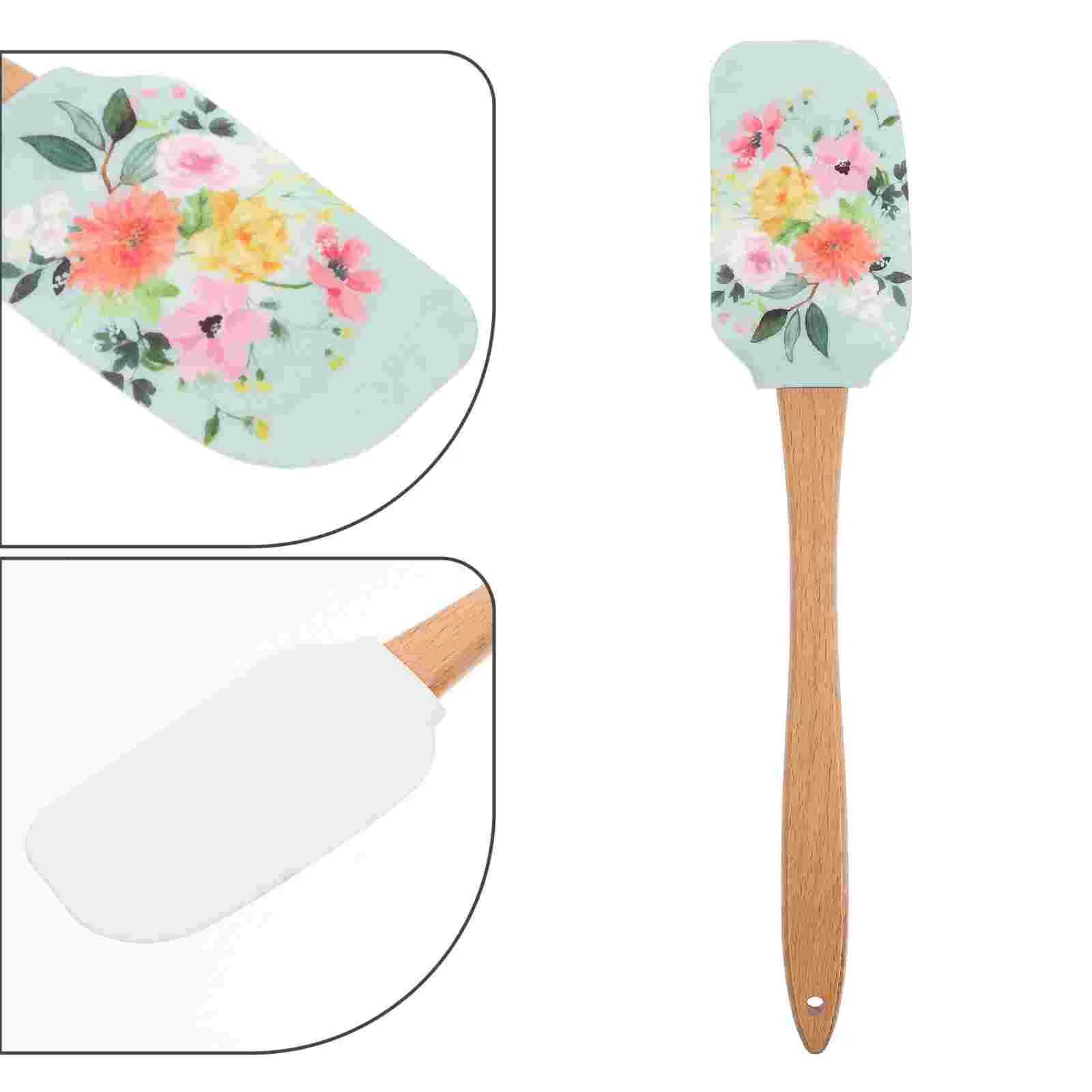 

Icing Spreader Silicone Spoon Scraper Wooden Handle Silicone Farmhouse Icing Spreader Non-Stick Cream Farmhouse