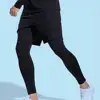 Men's Running Pants 2 In 1 Cropped Pants Compression Running Trousers Quick Dry Fitness Gym Leggings Training Bottoms 4