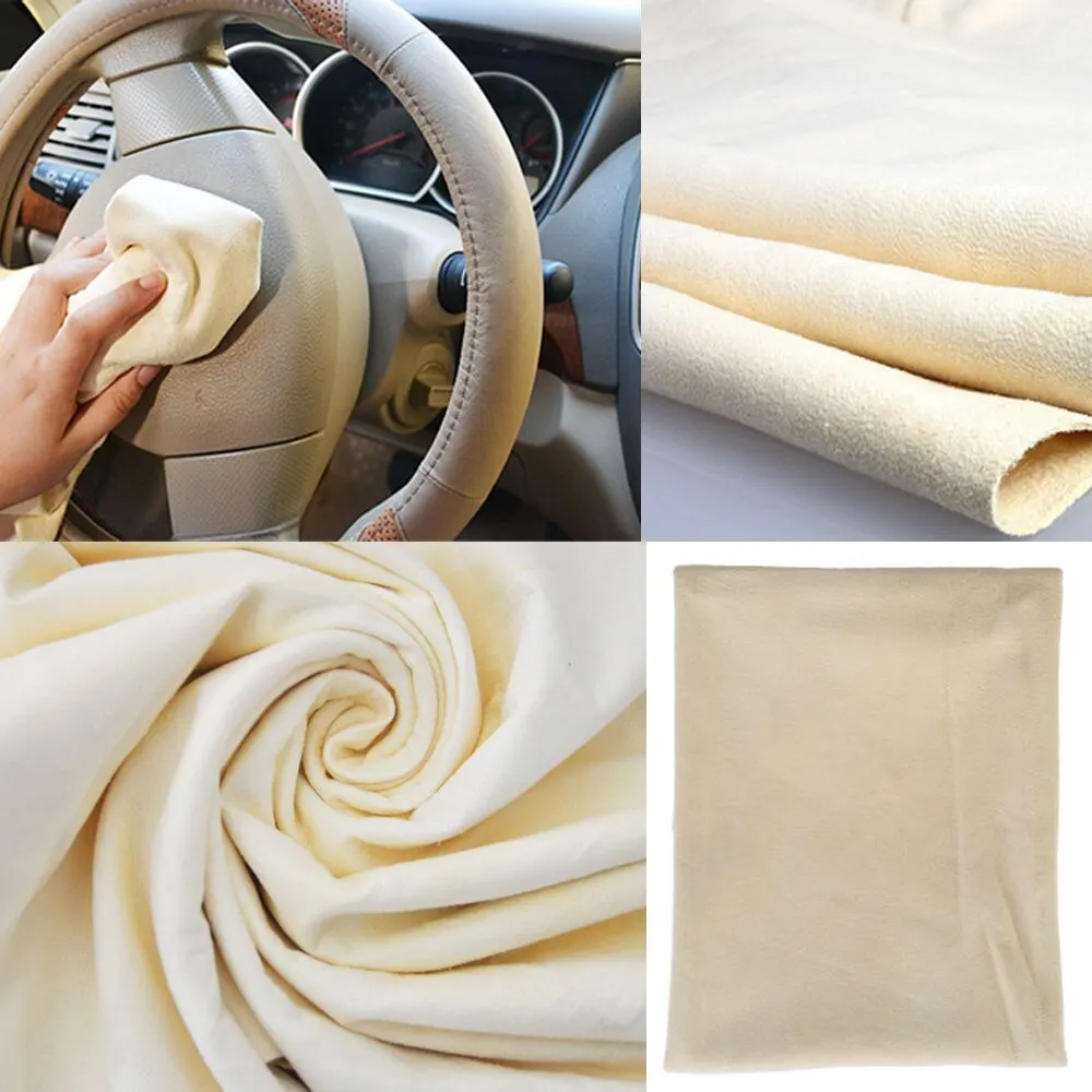 Leather Cleaning Cloth Natural Chamois Leather Genuine Leather Wash Suede Car Cleaning Cloth Absorbent Quick Dry Towel Streak For Auto