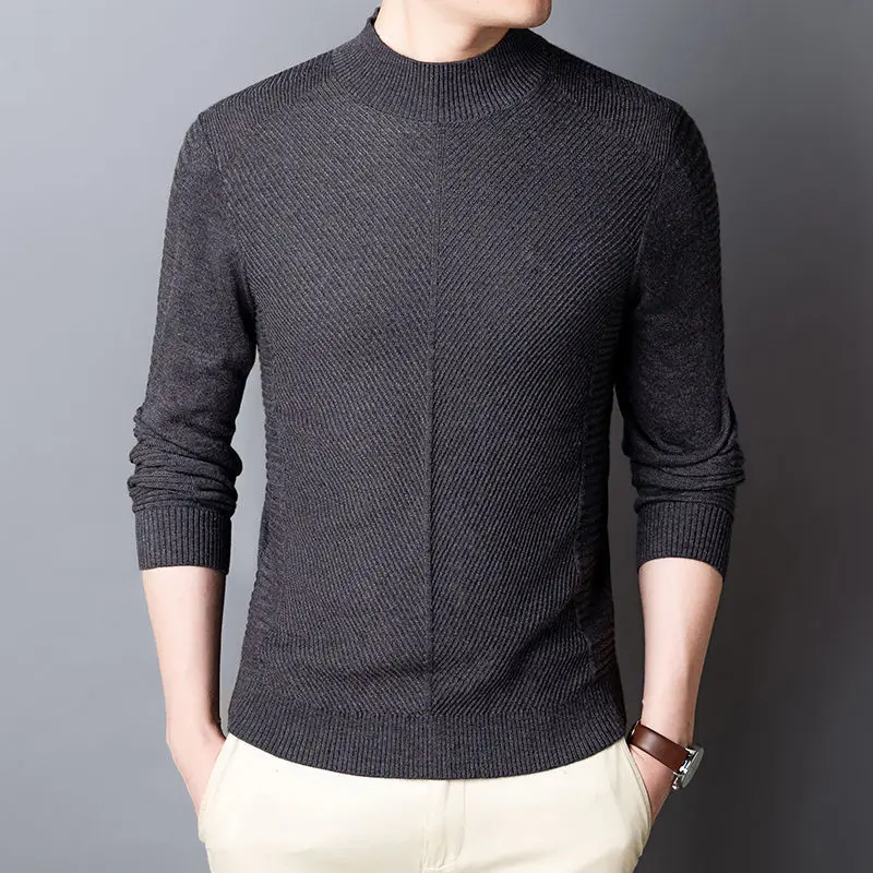Spring Autumn Solid Knitting Fashion Korean Sweaters Man Long Sleeve Casual Pullover Button Vintage Y2K Streetwear Male Clothes