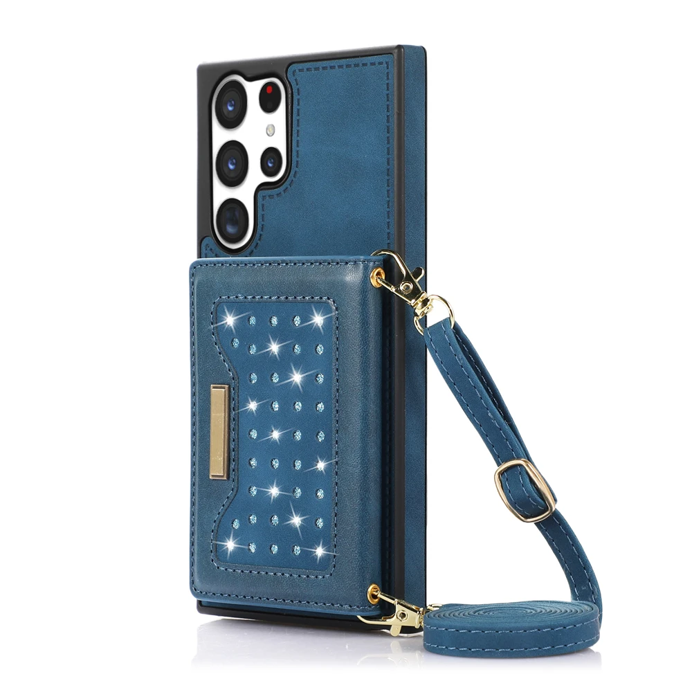 For iPhone Samsung Crossbody Bling Wallet Card Bag Stand Women Phone Case  Cover | eBay