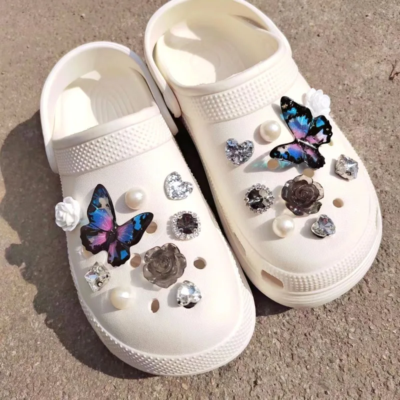 

Лидер продаж, модные подвески для обуви, сандалии, подвески в виде бабочек высокого качества для Crocs, роскошный элегантный бриллиант, полный комплект «сделай сам»