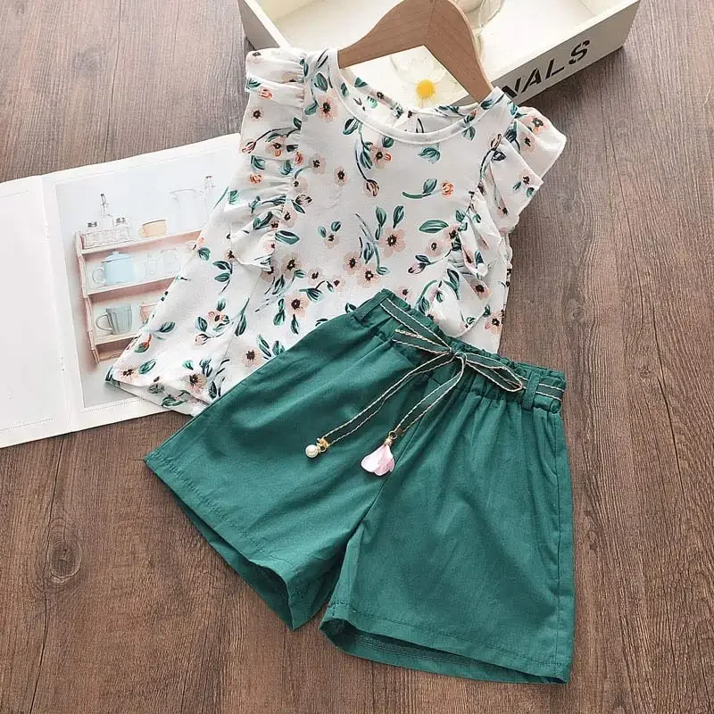 Melario Kids Girls Clothing Sets Summer Baby Girls Clothes T-Shirt and Jeans Shorts Suit 2Pcs Children Clothes Suits