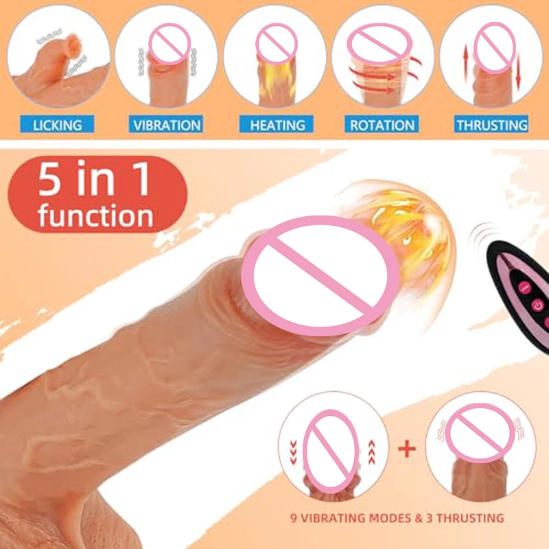 

Thrusting Dildo Licking Vibrator Sex Toys for Women,Remote Control Realistic Dildo Clitoralis Stimulator with 9 Vibrating Modes