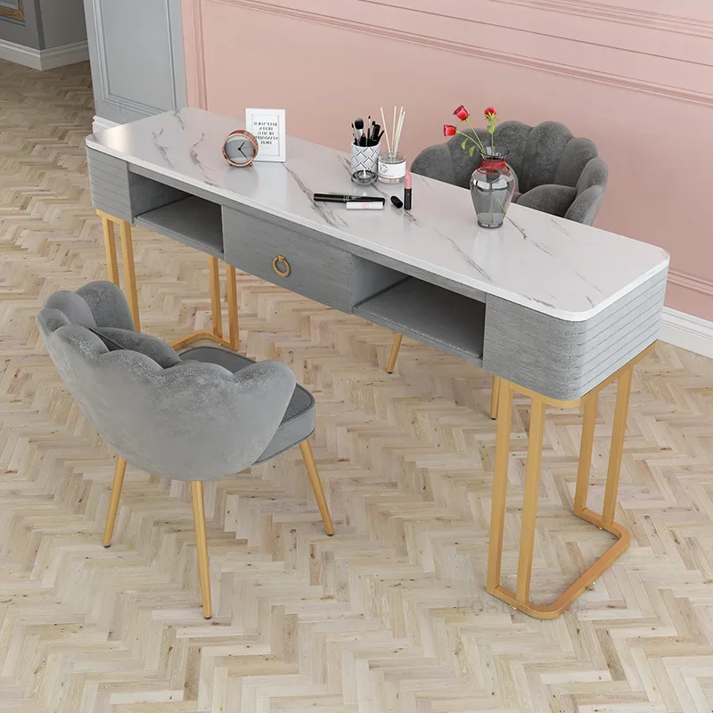 Modern Minimalist Nail Tables Manicure Shop Table and Chair Set Japanese Light Luxury Single Double Professional Manicure Table