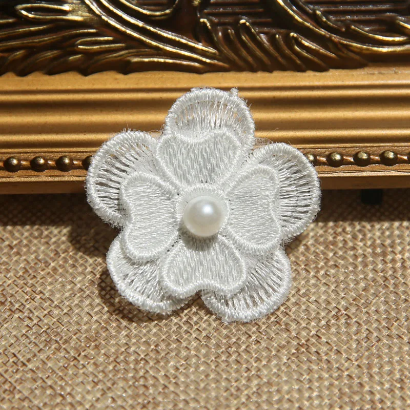 10 teile/los DIY Weiß Organza Blume Patches Für Kleidung Stickerei Patches Für Dekorative Parches Applique Nähen Handwerk – Detail 25