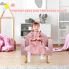 Kids Sofa, Toddler Rocking Chair with Solid Wooden Frame, Anti-Tipping Design, Plush Fabric, Children Armchair for Nursery 4