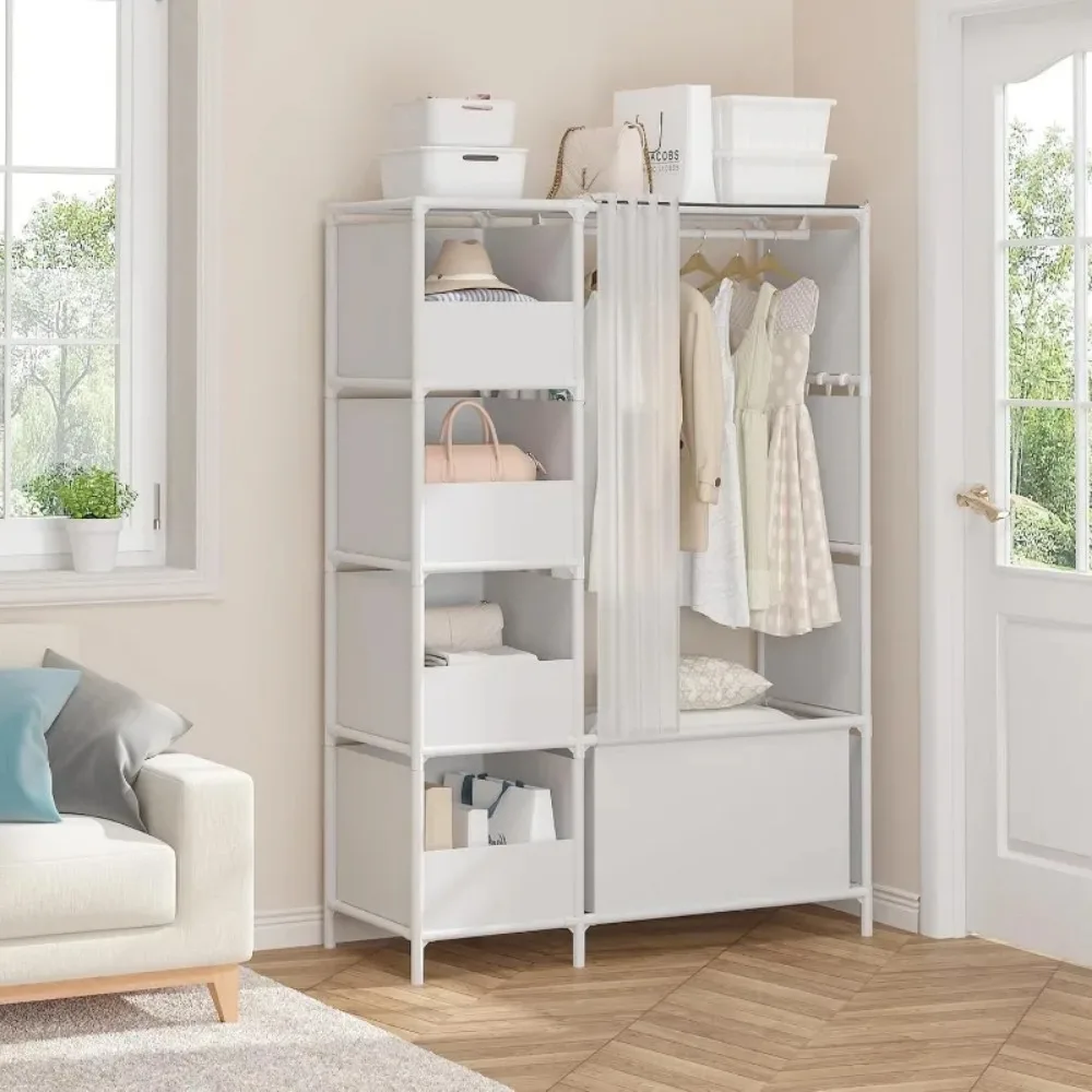 Portable Closet，Free Standing Wardrobe Closet with Hanging Rod and Curtain， Cloakroom, Bedroom，40.55 X 16.73 X 65.35Inches 4