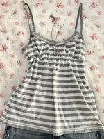 Bretelles pour femmes motif à rayures décontracté Y2K rétro Harajuku mode nouvelle rue punk doux hip hop mignon hottie bébé crop hauts emo 1