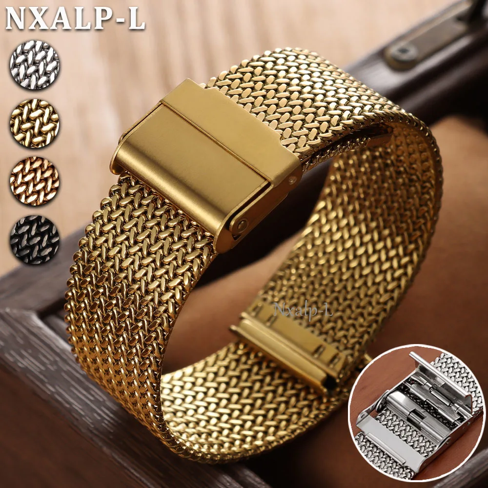 Elegant Milanese Mesh Loop Bracelet in 304 Stainless Steel, Wheat Ear Design with 1.5mm Thickness