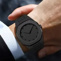New Fashionable Men’s Watch Simple Black Male Quartz Watches Arabic digital Casual Drip Oil Strap