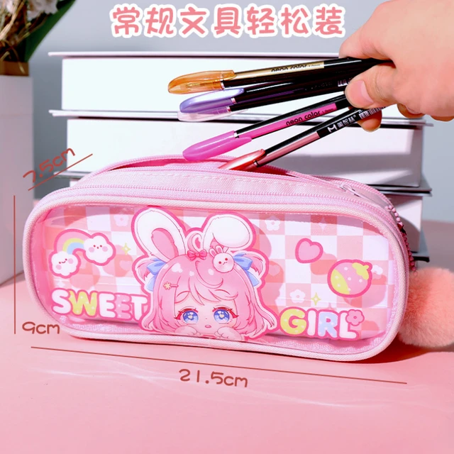 Transparent Pencil Pouch Girls  Pencil Cases Transparent Pink -  Transparent Pencil - Aliexpress