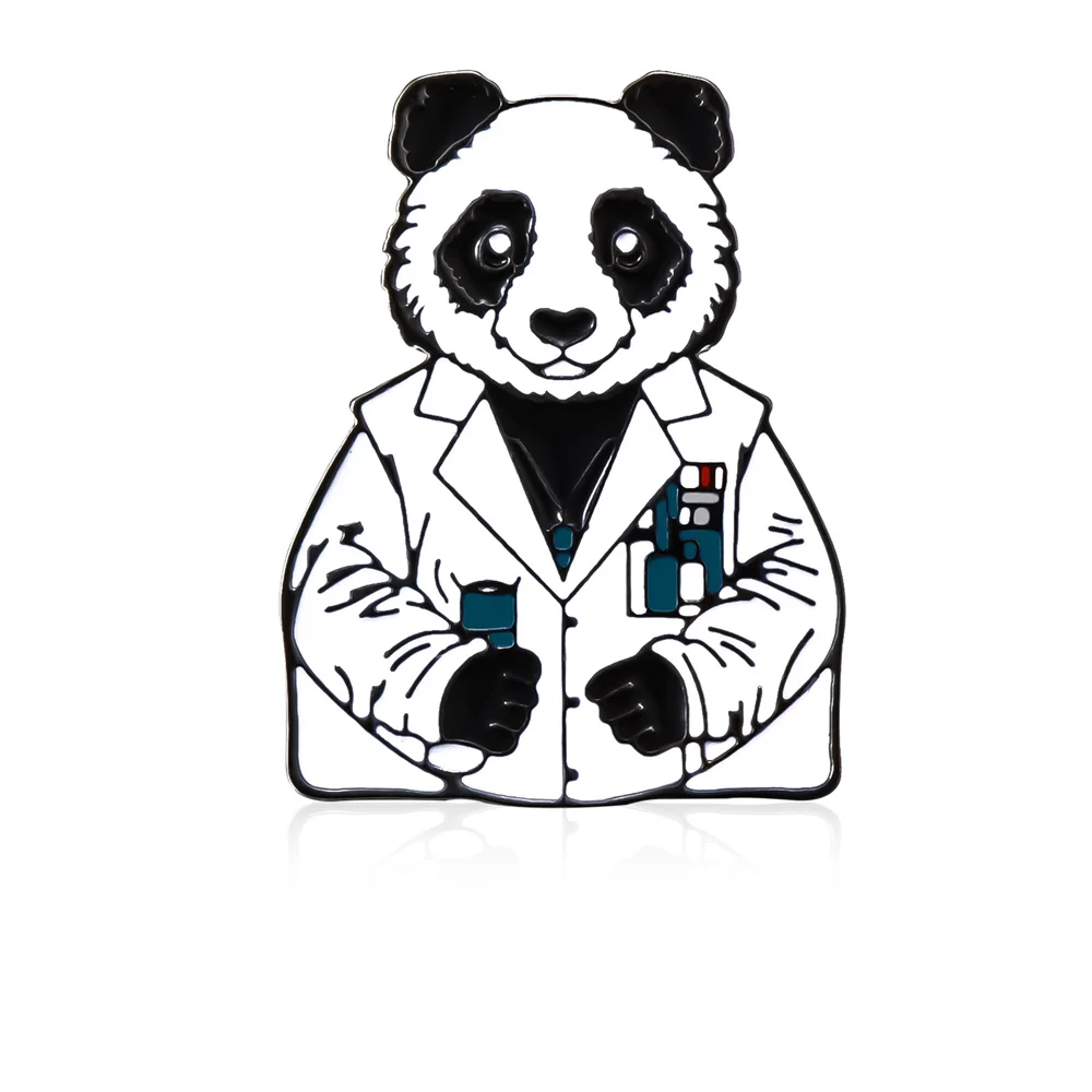 

Design New Panda Chemist Lapel Pin Fashion Funny Animal Scientist Enamel Brooch Backpack Hat Jewelry Badge Collection