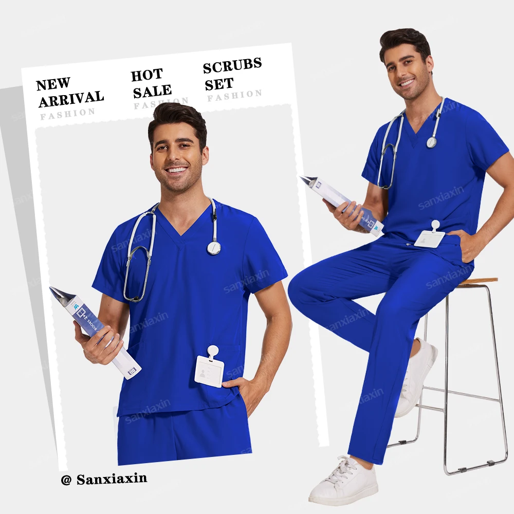 Black Workwear SPA Beauty Clothes Medical Uniforms Woman Men Dentist Veterinary Clinic Work Clothes Surgical Uniforms Scrubs Set