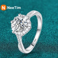 NeeTim 0.5/1CT Moissanite Diamond Rings Wedding Band for Women 925 Sterling Silver Plated 18k White Gold Promise Ring Certified