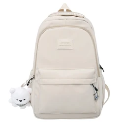 Stylish Unisex High - Capacity Waterproof Backpack - Trendy Laptop Travel Bag (White with pendant)