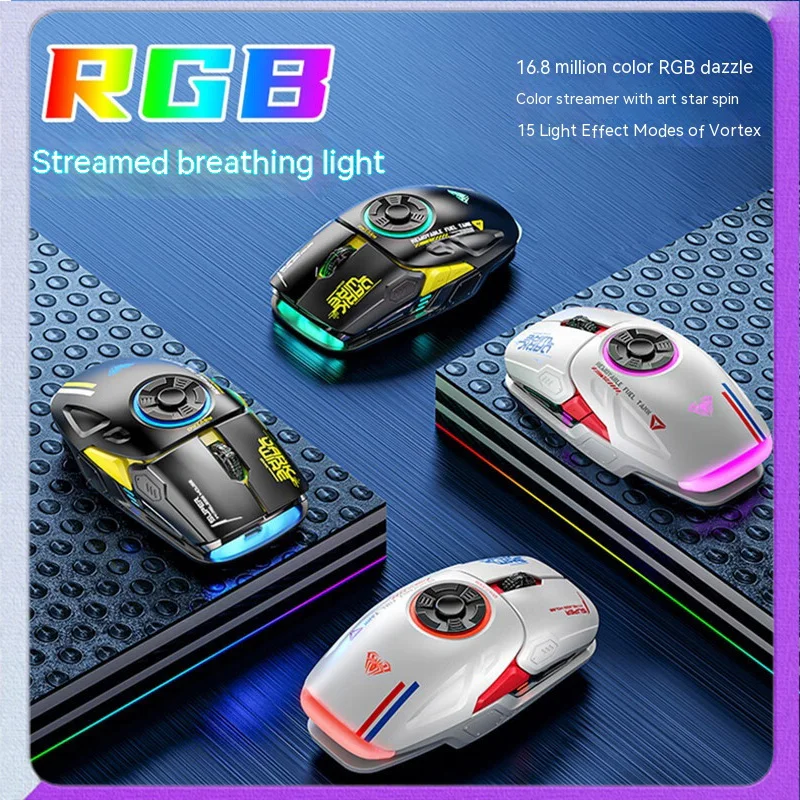 

Aula/spider H530 Decompression Game Usb Charging Wireless Mouse Bluetooth Dual Mode Rgb Light Effect Esports Luminescence
