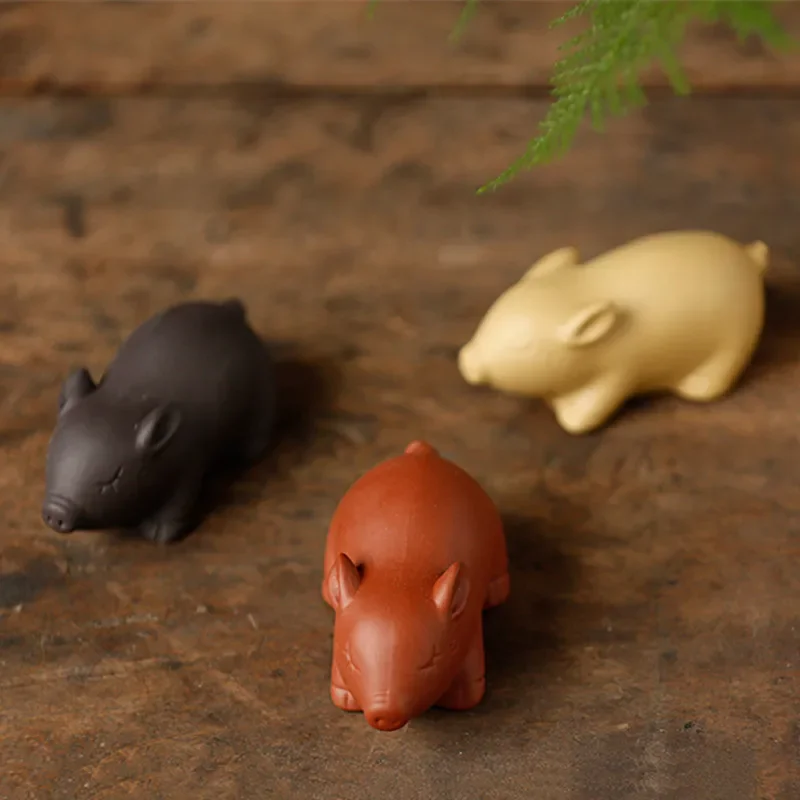 1PCS Mini Fingertips Purple Clay Tea Pet Handmade Cute Animal Statue Ornaments Boutique Crafts Tea Set Decoration Accessories