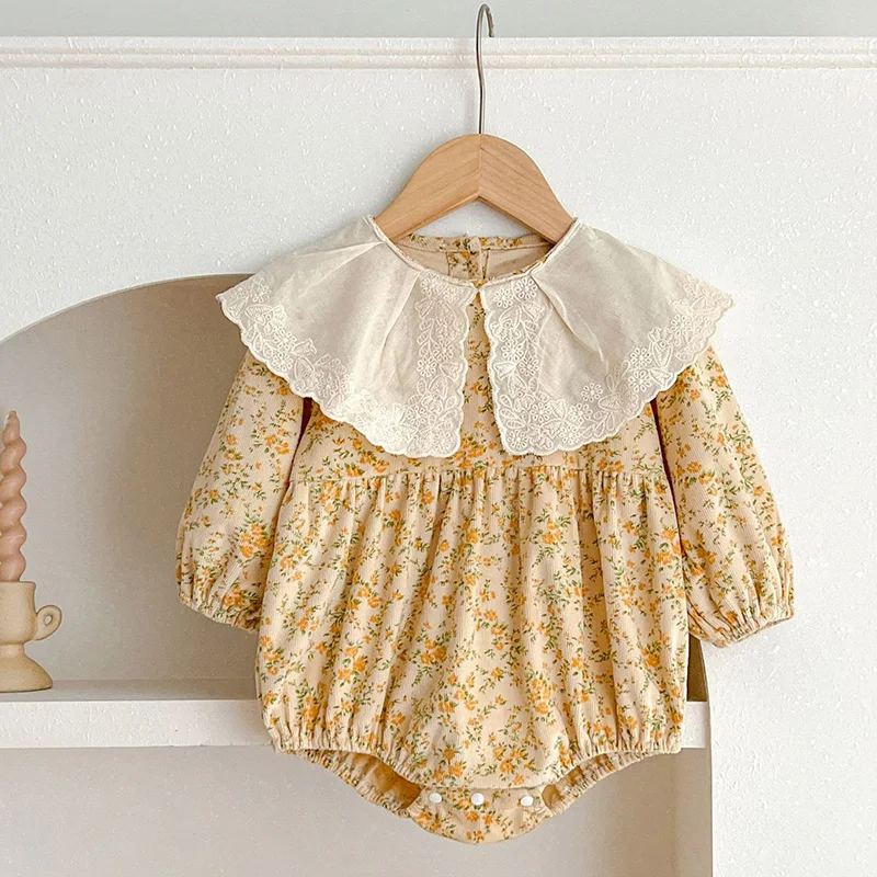 

Комбинезон вельветовый с длинным рукавом для маленьких девочек, на весну, 2024