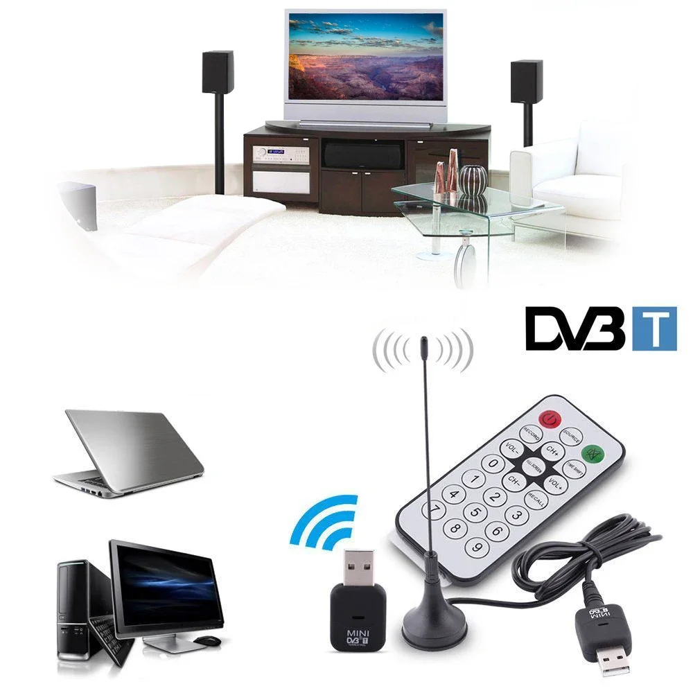 Mini USB 2.0 Digital SDR+DAB+FM DVB-T HDTV Tuner TV Antenna Receiver Dongle Stick Video Broadcasting SDR Antena DVBT Receiver