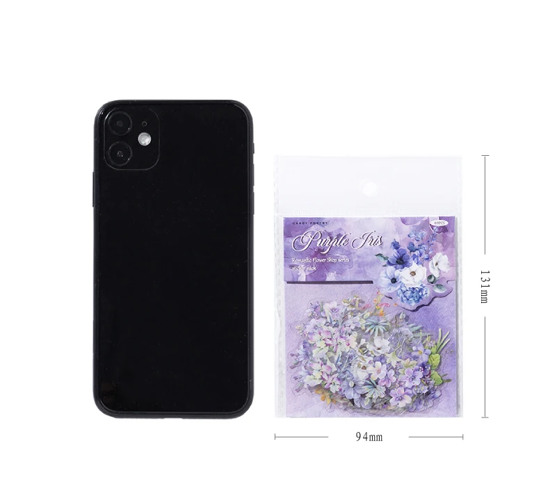 40 Pcs Fresh Flower PET Sticker Pack Aesthetic Hand Accounting Transparent Decoration Scrapbooking Stationery Supplies for Kids