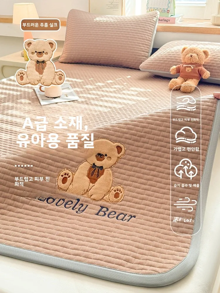 부드러운 면 소재 침대 패드, 자수 장식 방진 침구, 학생 기숙사 다다미 매트 침실 매트리스 보호대 가정용