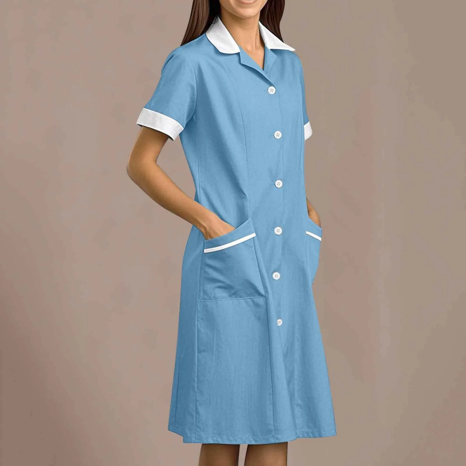 Women's Fashion Nurse Uniform Hospital Pharmacy Doctor Uniform Work Uniform Long and Short Sleeve Slim Fit Dress