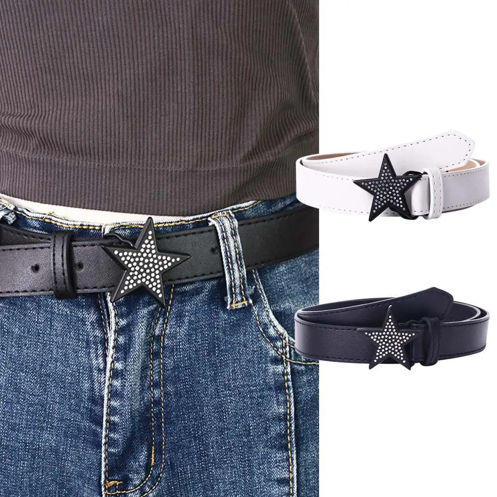 

Rhinestone PU Leather Alloy Retro Width Waist Belt Adjustable Waistband Corset Belt Star Buckle Belt Women Waist Belt