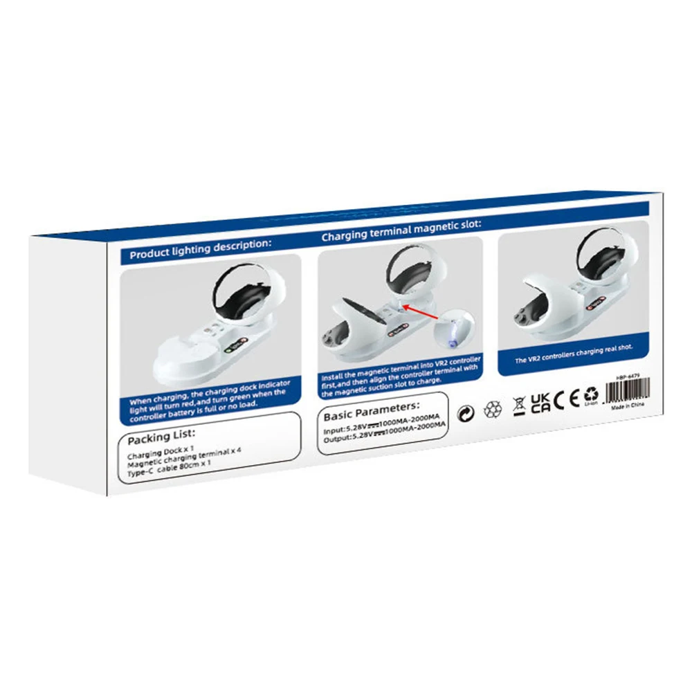 PS VR2 컨트롤러용 충전 스테이션, HBP-6479 LED 표시등이 있는 듀얼 충전 도크, PS5 VR2용 휴대용 충전 베이스