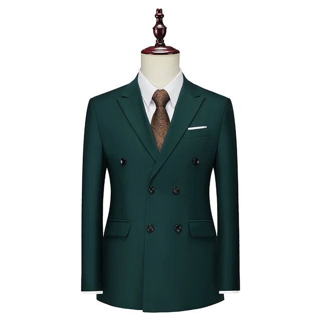 Men's Double-breasted Business Suit Jackets Men's High Quality Fashion Slim Solid Color Tuxedo Man Casual luxury Blazers 6XL-M - Image 3