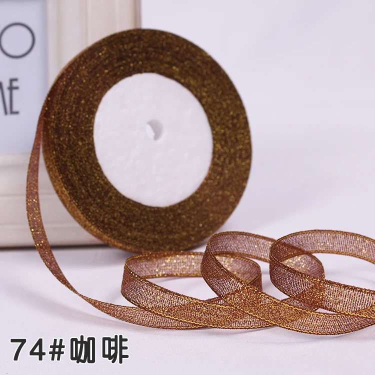 Metallic Glitter Ribbon for DIY Crafts and Gift Wrapping - 25 Yards, 10mm Wide