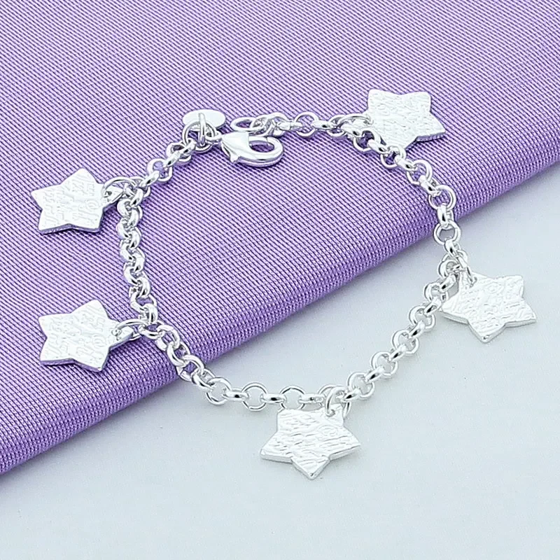 

Zhubobo New Fashion Silver 925 Jewelry Sky Star Chain Bracelet Women Lady Jewelry Silver Charm Bracelets