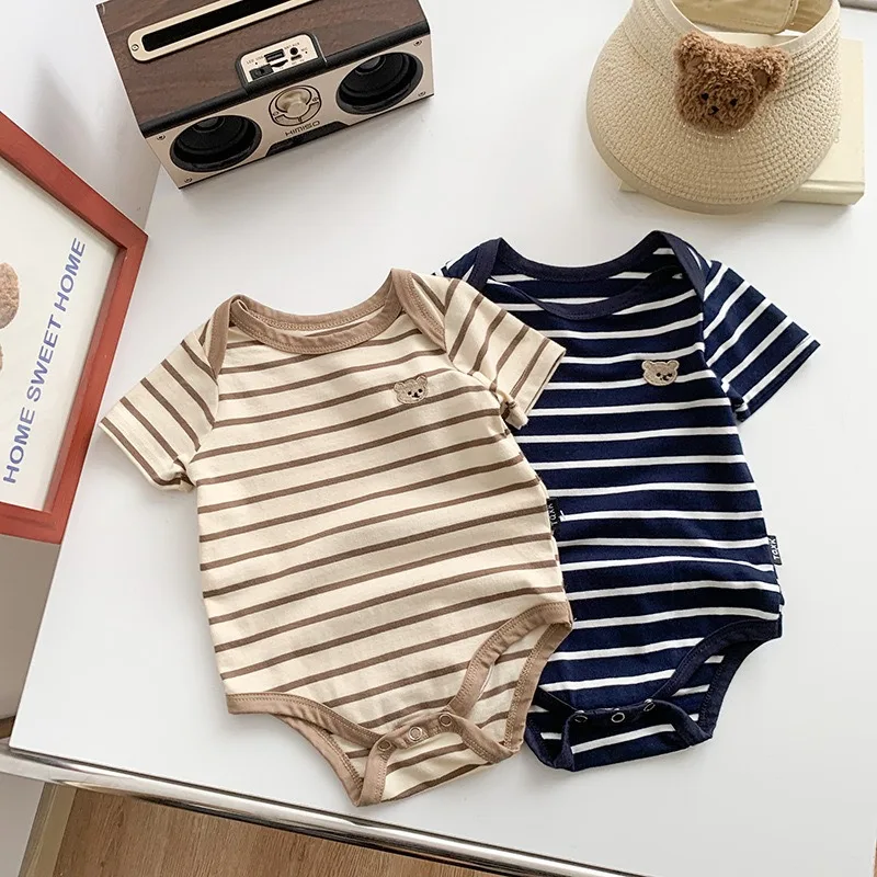 Ircomll 2 Pcs  얇은  소년 바디 슈트 2026 여름 격자 무늬 코튼  의류  반팔 Onesies 의류