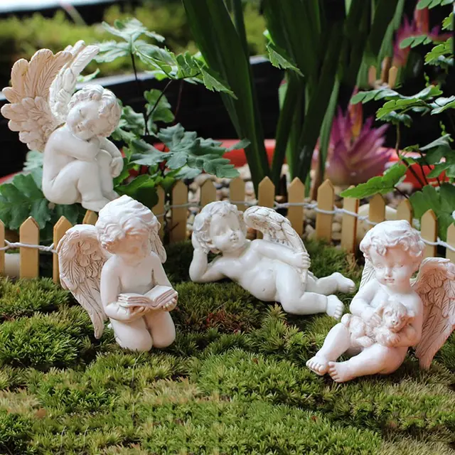 5Db Kislány Gyanta Virágkészlet Plugin Kültéri Aranyos Mikroszkóp Szobor Kreatív Angyal Plug-In Ajándék Virágpot Kertész Dísz