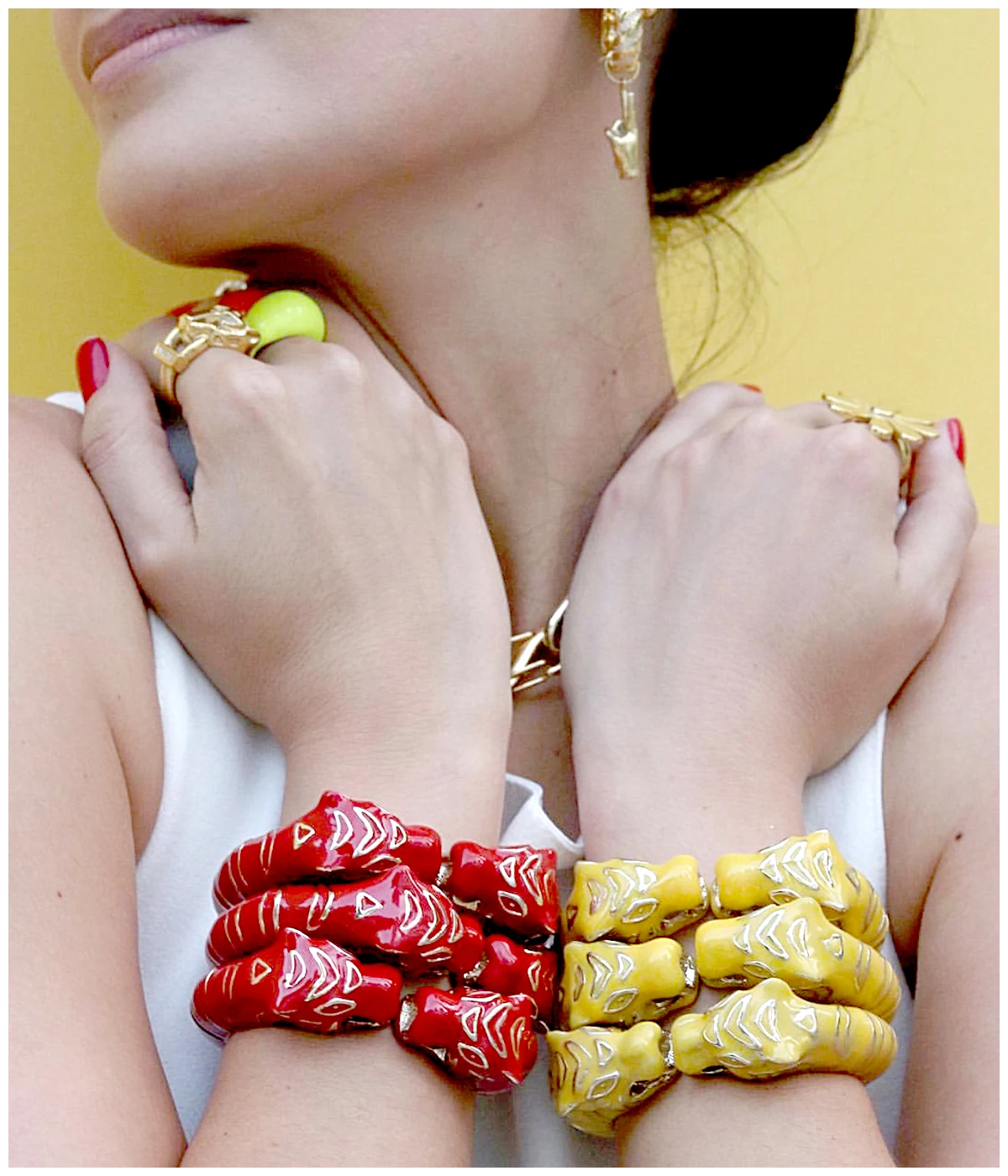 KAYMEN New Enamel Colorful Tiger Bangle Cuff Bracelet for Women Girls Statement Multicolor Fashion Bangle Jewelry 15 Colors 2