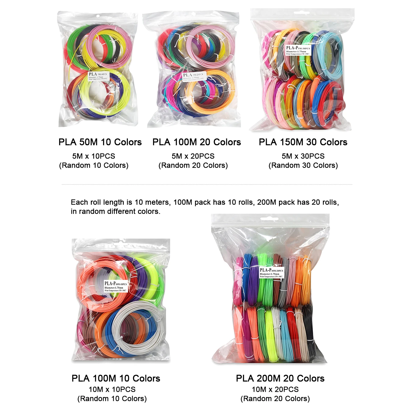 Filamento do Abs do Pla do Pcl para Canetas 3d 1.75 mm Diâmetro 3d Materiais de Impressão 50m 100m 150m 200m Pack - Imagem 5