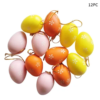 12pcs Easter DIY Hand-painted Eggs Kindergarten Color Gifts Simulation Egg Rabbit Party Favor Happy Easter Party Decor for Home 2