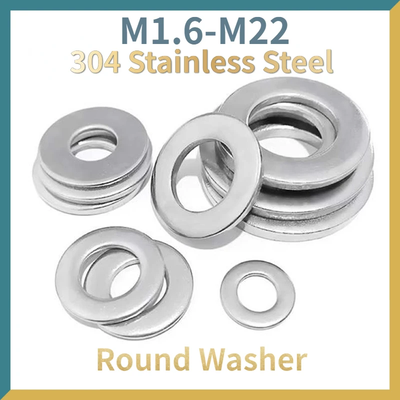 

Large Flat Washer 304 Stainless Steel Big Metal Gasket Meson Plain Washers Din9021 M1.6/ M2/ M2.5/ M3/ M4/ M5/ M6/ M8-M22