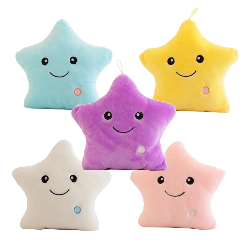 

F19F for Creative Twinkle Star Luminous Pillow Glowing LED Night Light Soft Stuffed Plush Pillows Stuffed