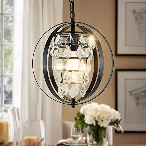 

Pendant Light Fixtures, Crystal Hanging Chandelier, Vintage Farmhouse Adjustable Ceiling Pendant Lighting for Kitchen Island Di