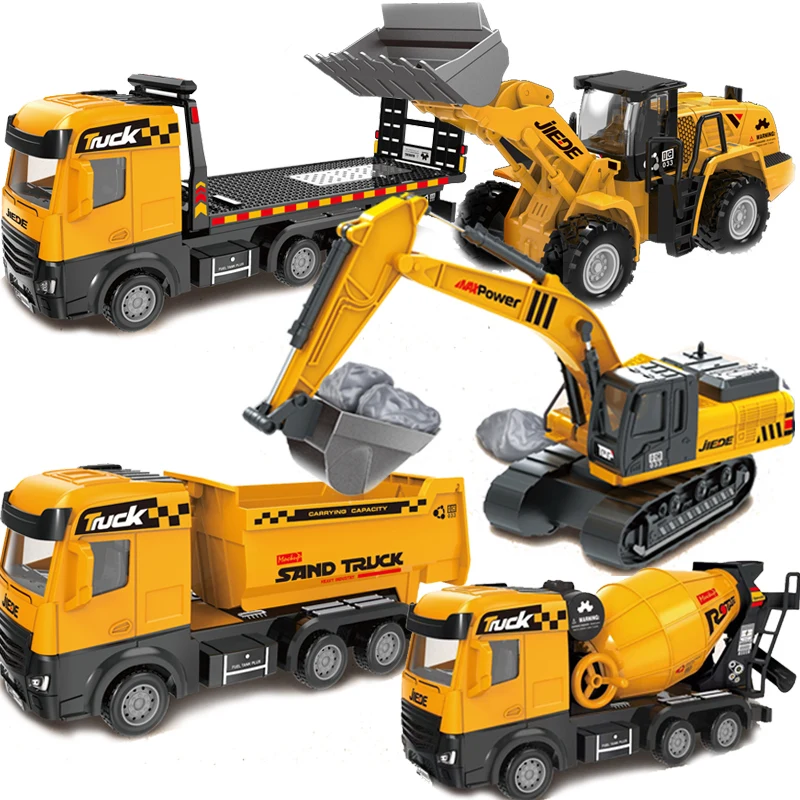 Children's Construction Vehicle Toy Set with Rescue Transporter