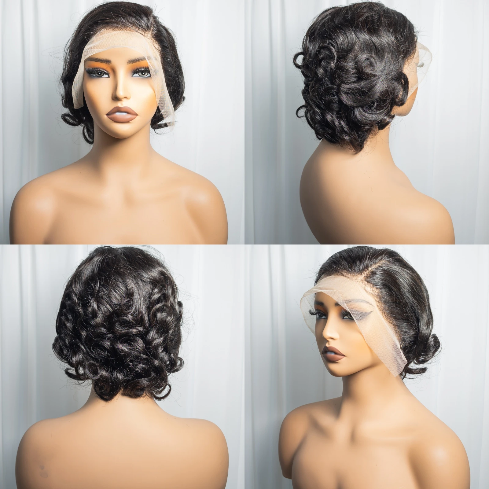 HD Lace Frontal Short Bob Wigs 13x4 human hair wig lace front wig human hair wigs front lace wig 200% Density Bouncy Curly Human Hair Wigs Brazilian Remy Pixie Cut Human Hair PrePlucke