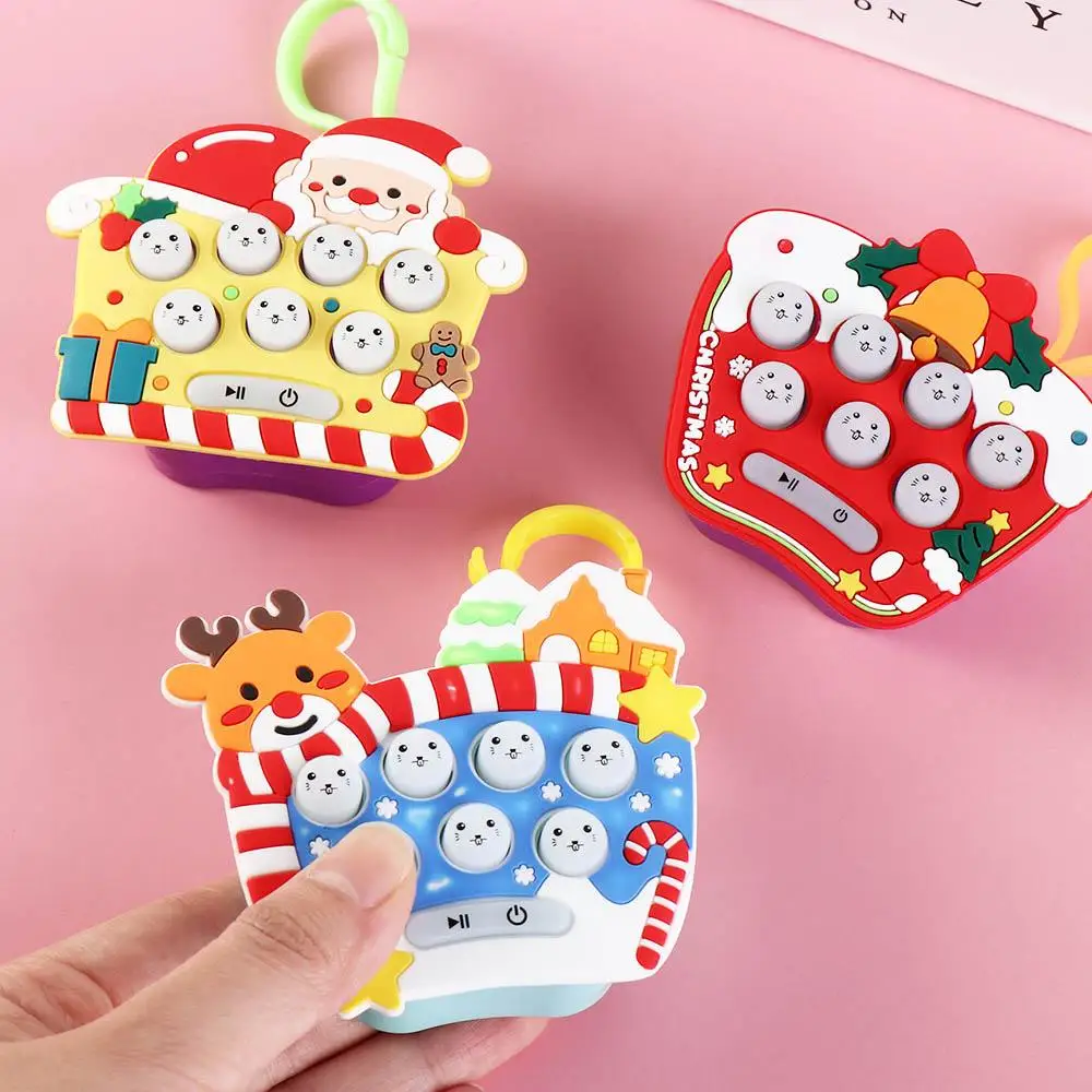 

1pc Christmas Day Mini Whack-a-mole Game Puzzle Decompression Children's Customs Clearance Quick Push Machine Key Chain Pendant