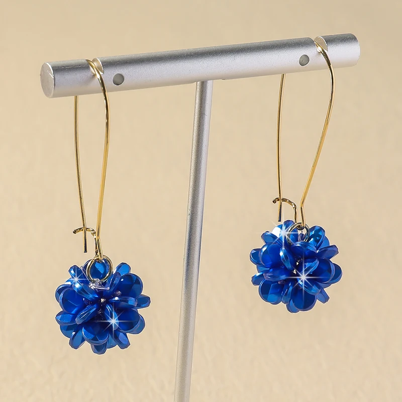2PC Women's Fashion Trend DIY Pearl Petal Ball Earrings