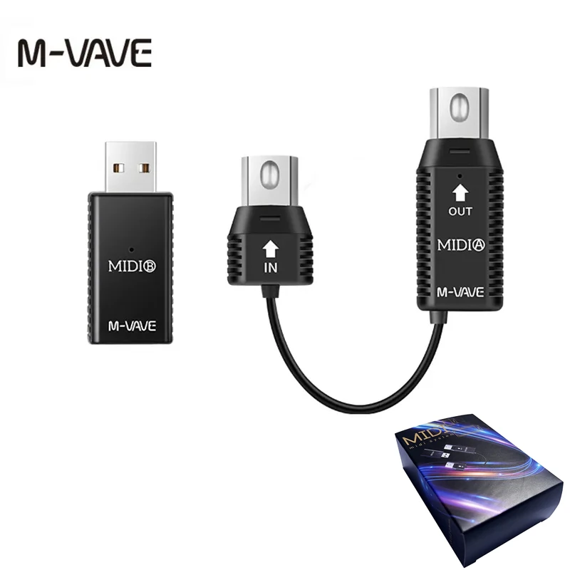 M-VAVE MS1 MIDI Adapter System Wireless 5-pin DIN USB Interface MIDI Master Adapters Piano Keyboard To Device Connecto