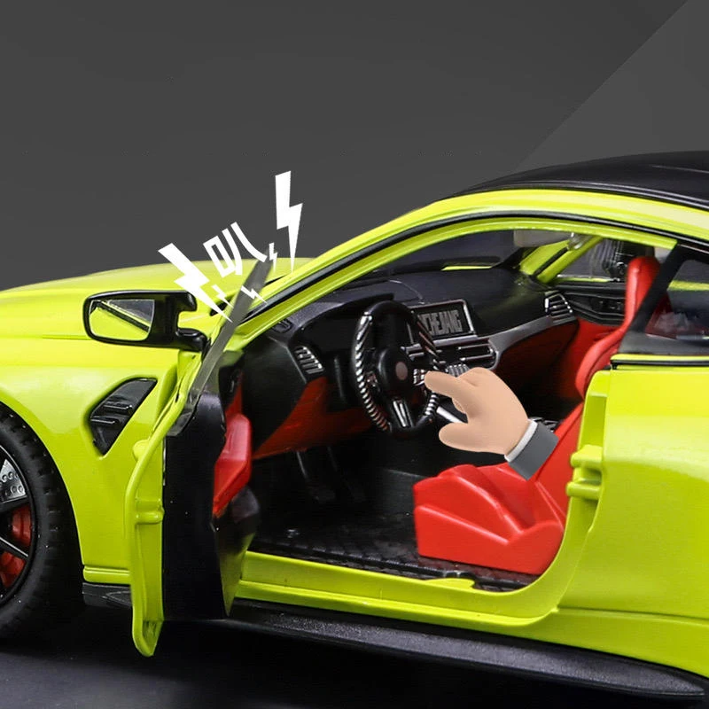 New 1:24 BMW M4 IM Supercar Alloy Muscle Car Model Sound and Light Pull Back Children's Toy Collectibles Ornaments Birthday Gift 4